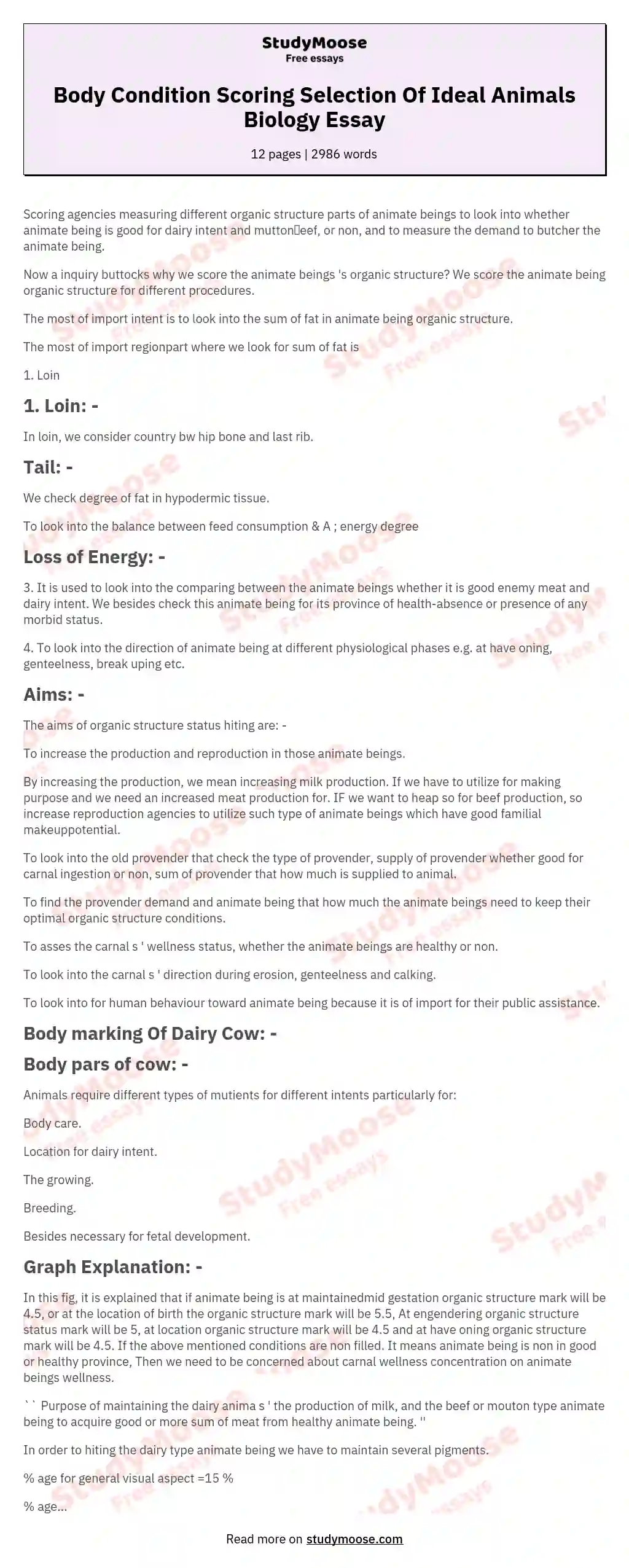 Body Condition Scoring Selection Of Ideal Animals Biology Essay