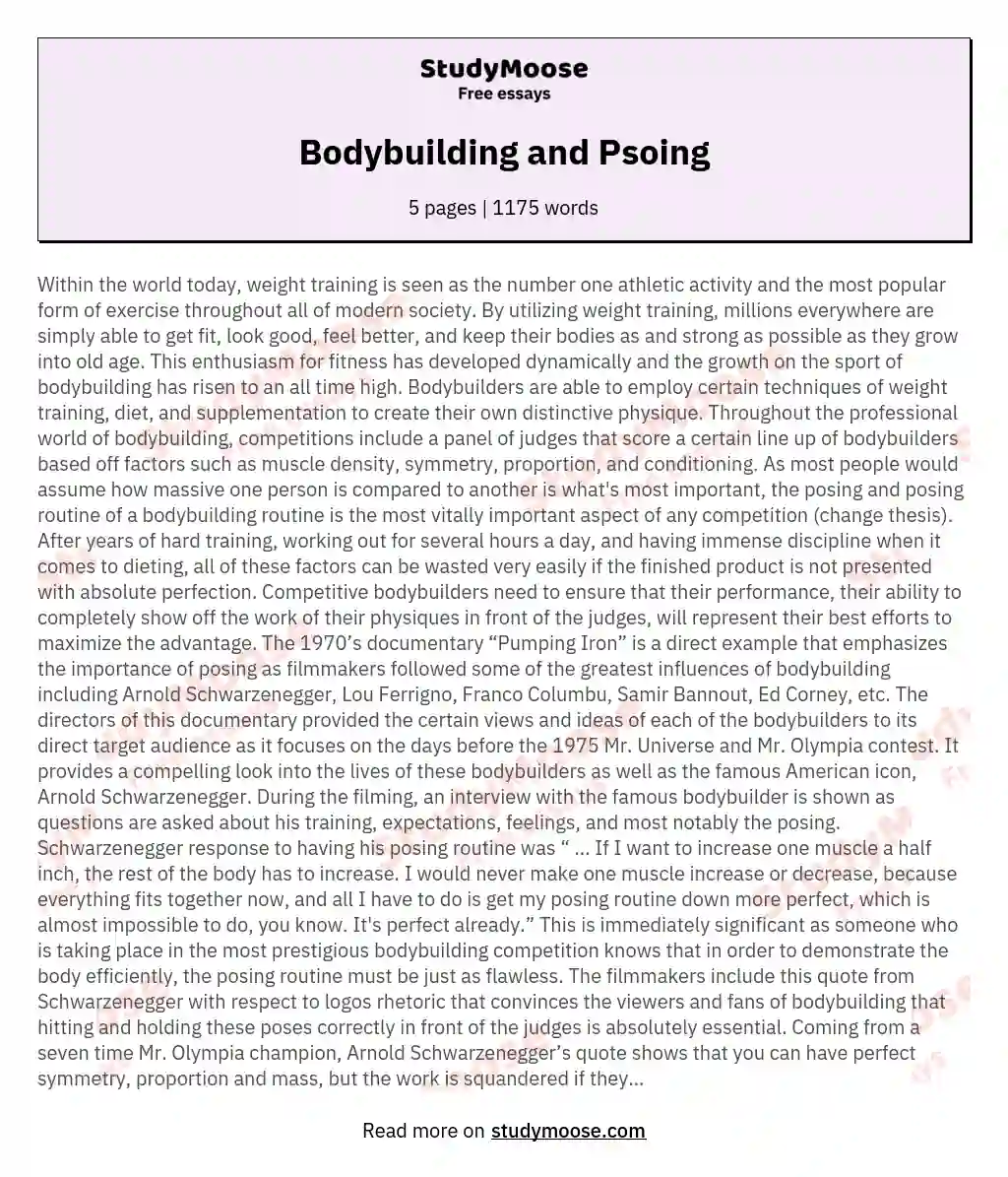 Bodybuilding and Psoing essay