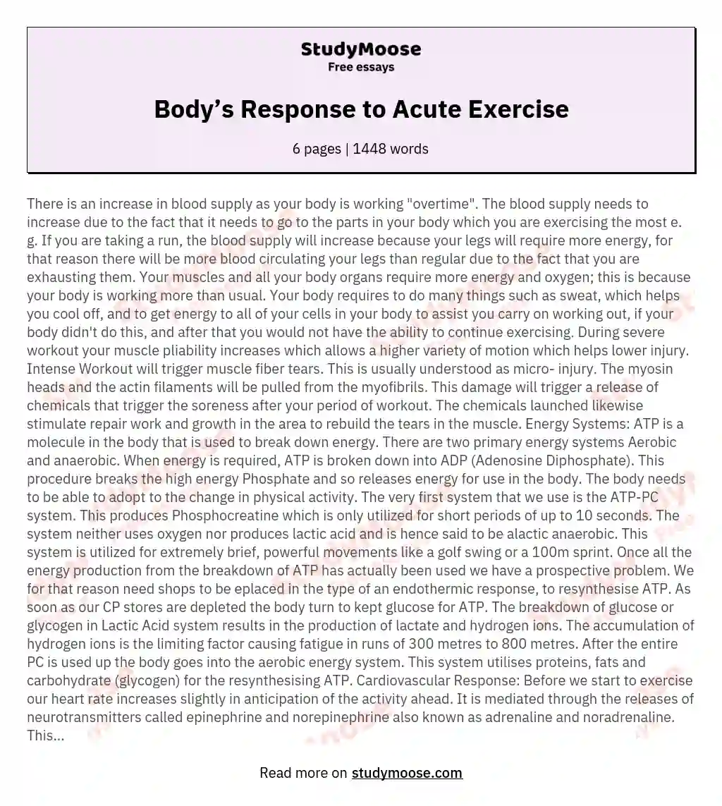 Body’s Response to Acute Exercise
