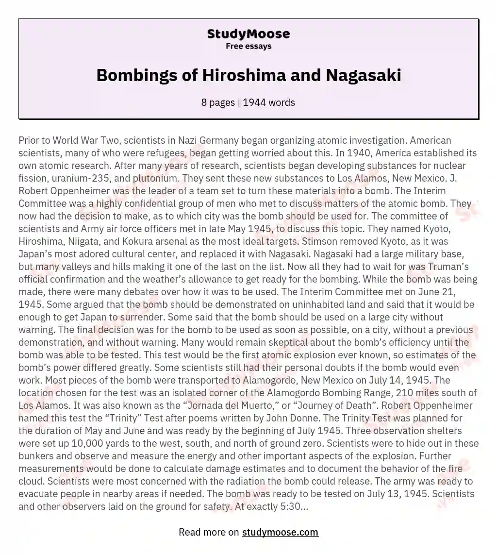 Bombings of Hiroshima and Nagasaki