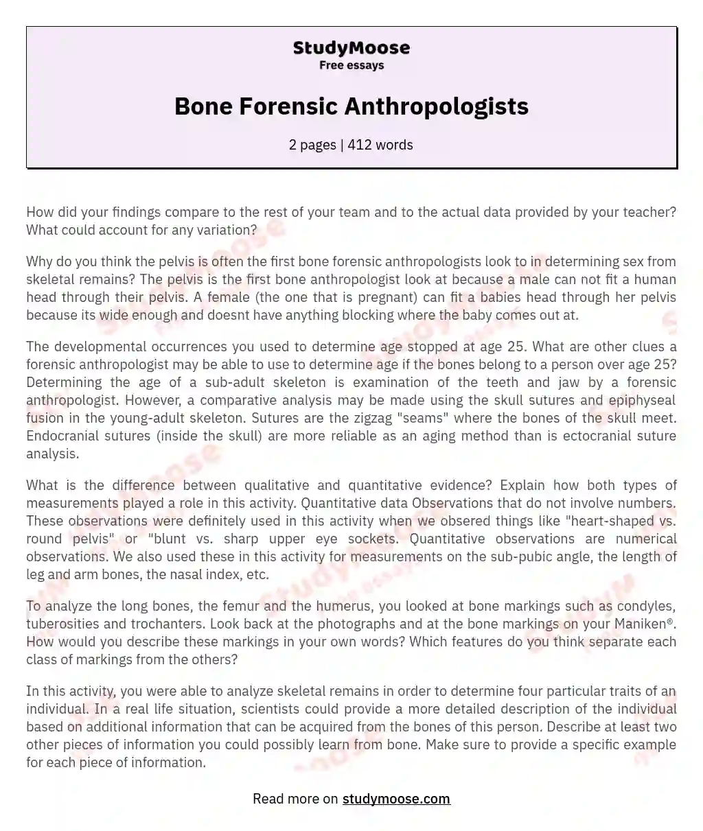 Bone Forensic Anthropologists