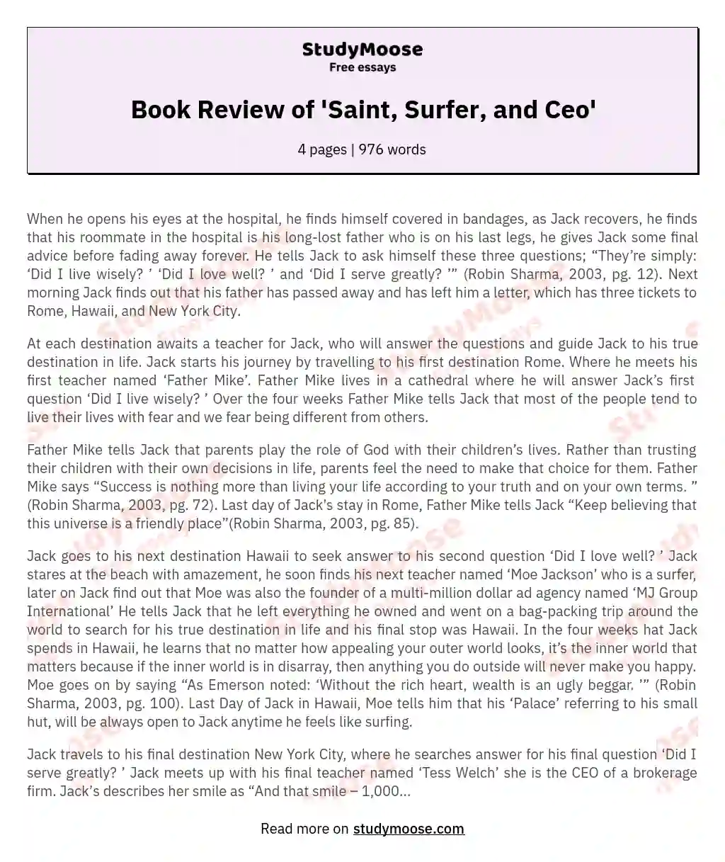 Book Review of 'Saint, Surfer, and Ceo' essay