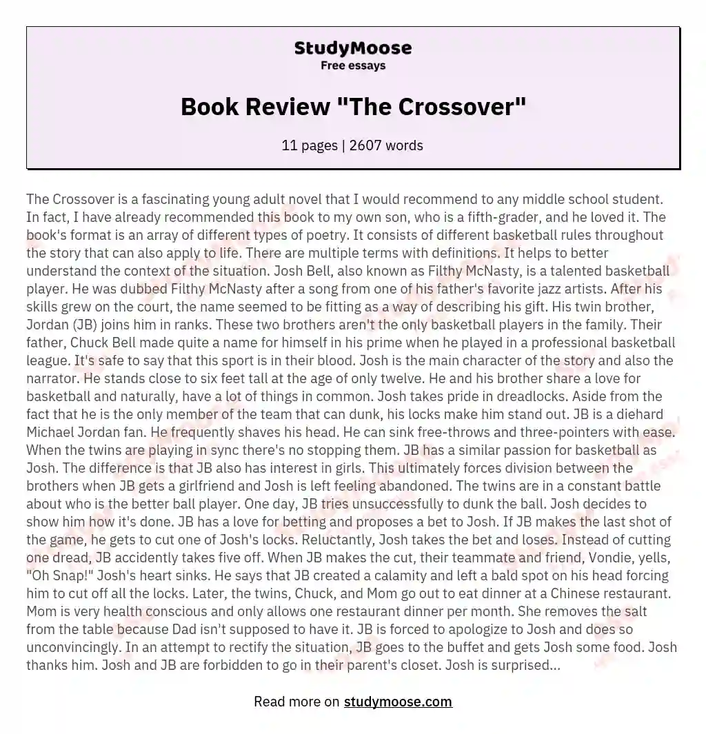 Book Review "The Crossover" essay