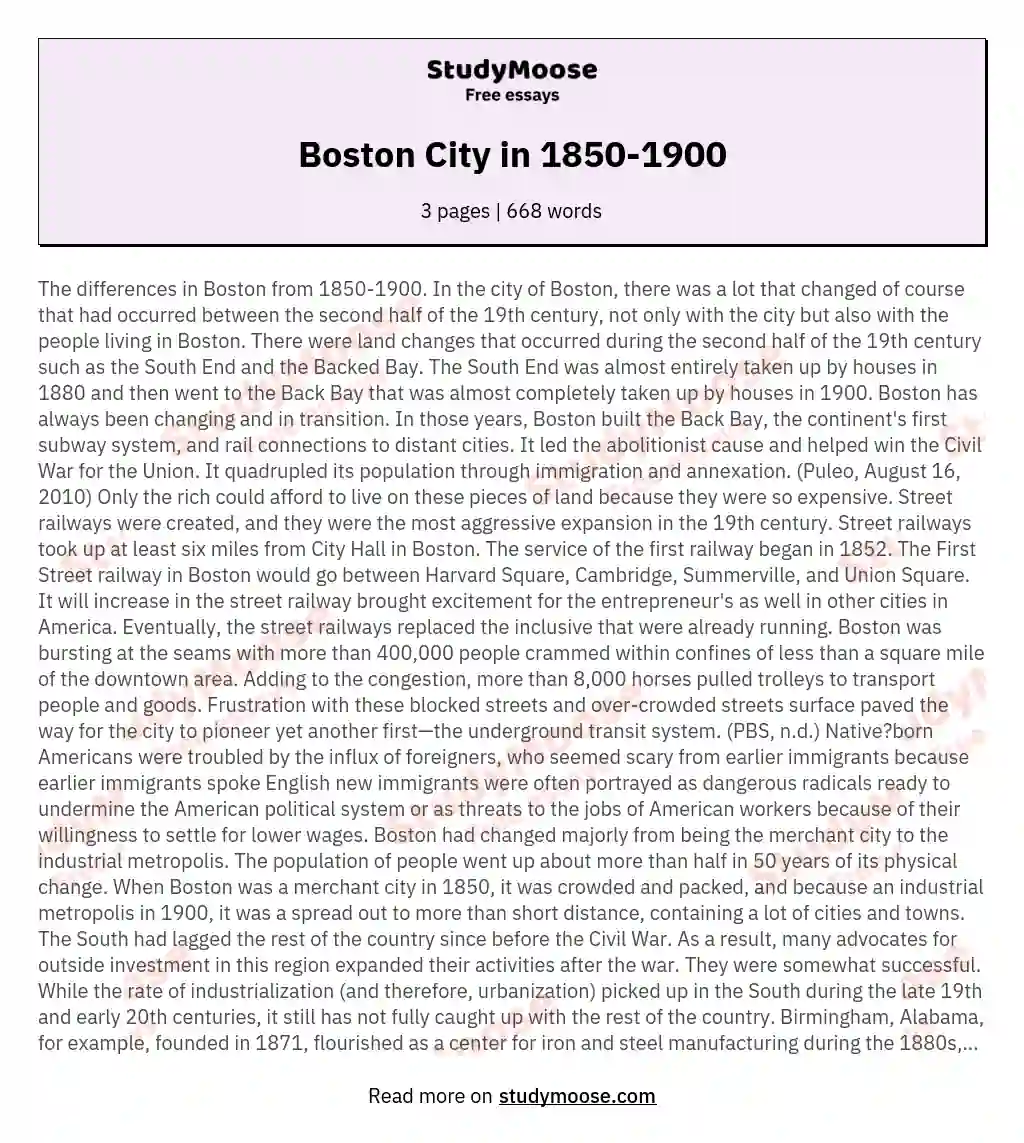 Boston City in 1850-1900