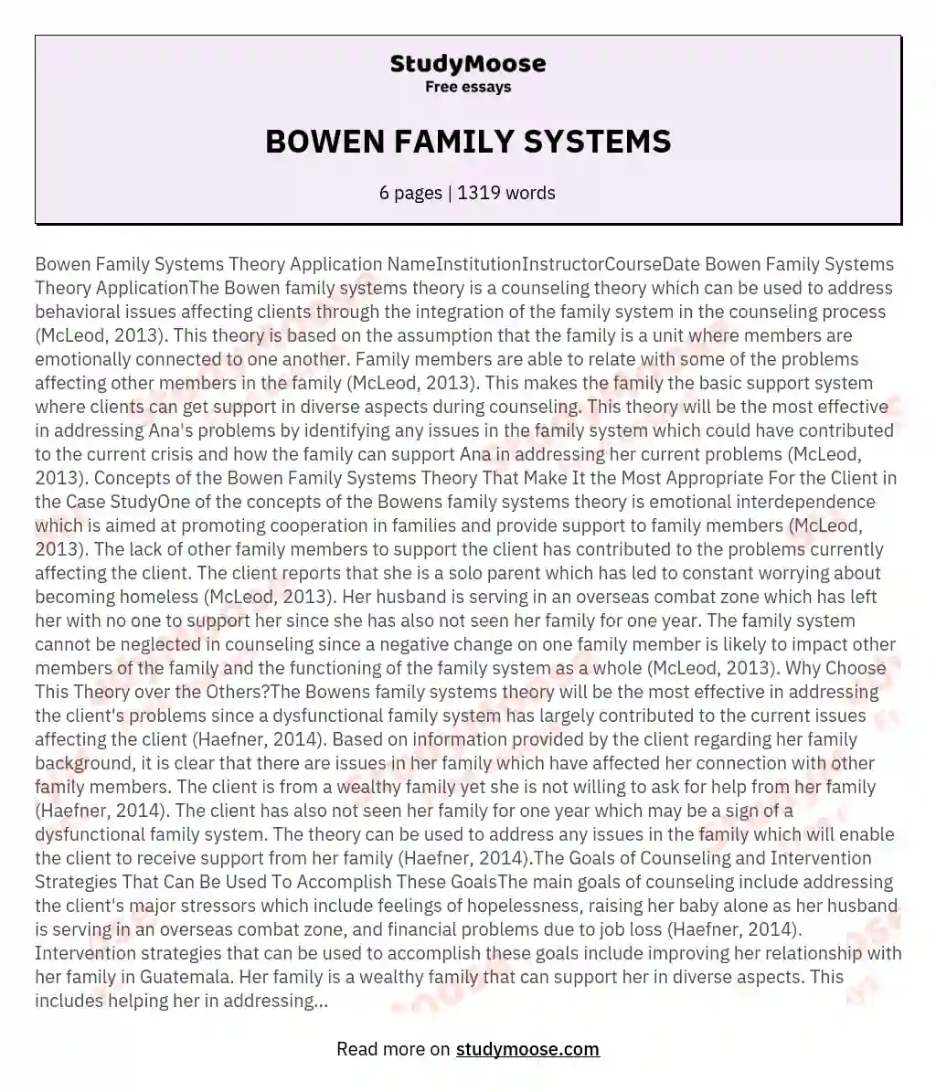 BOWEN FAMILY SYSTEMS
