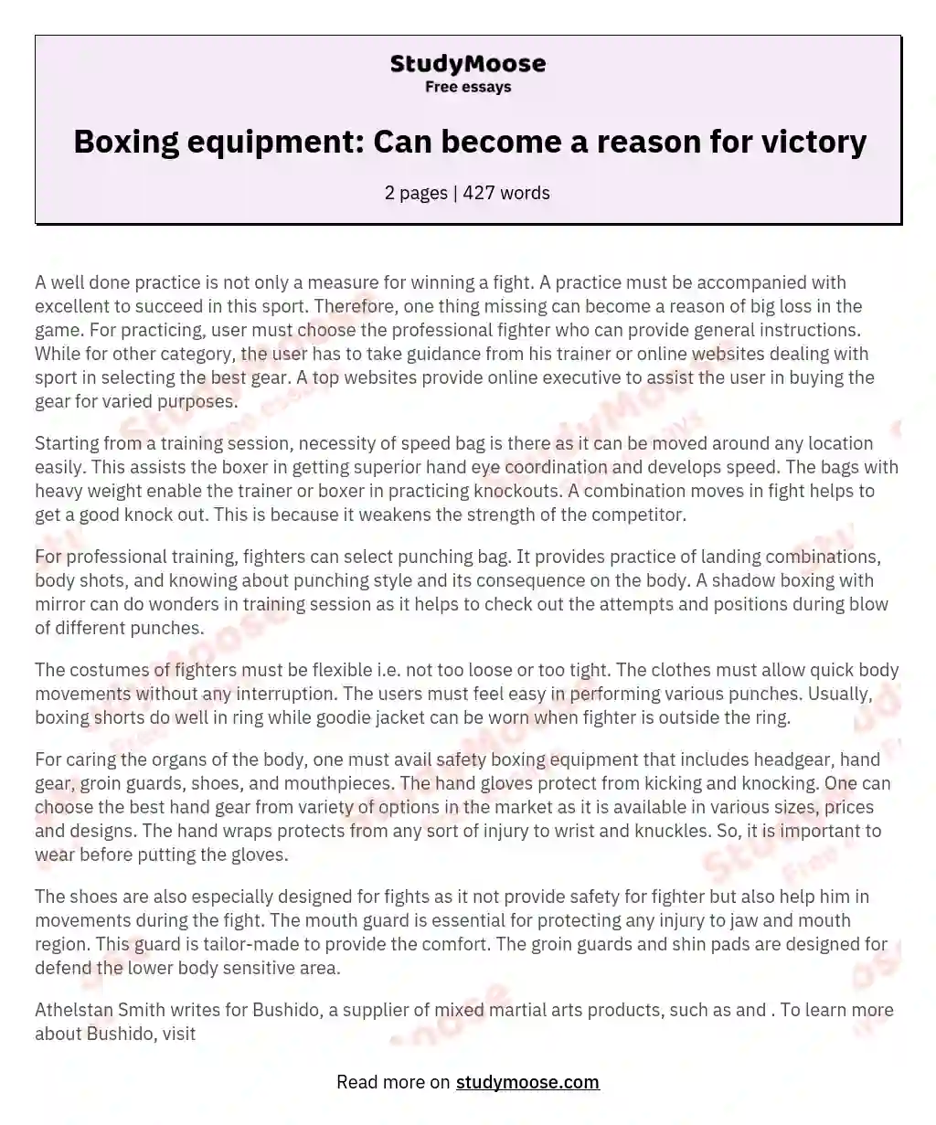 Boxing equipment: Can become a reason for victory