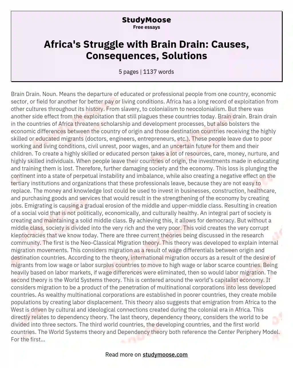 Brain Drain in Africa