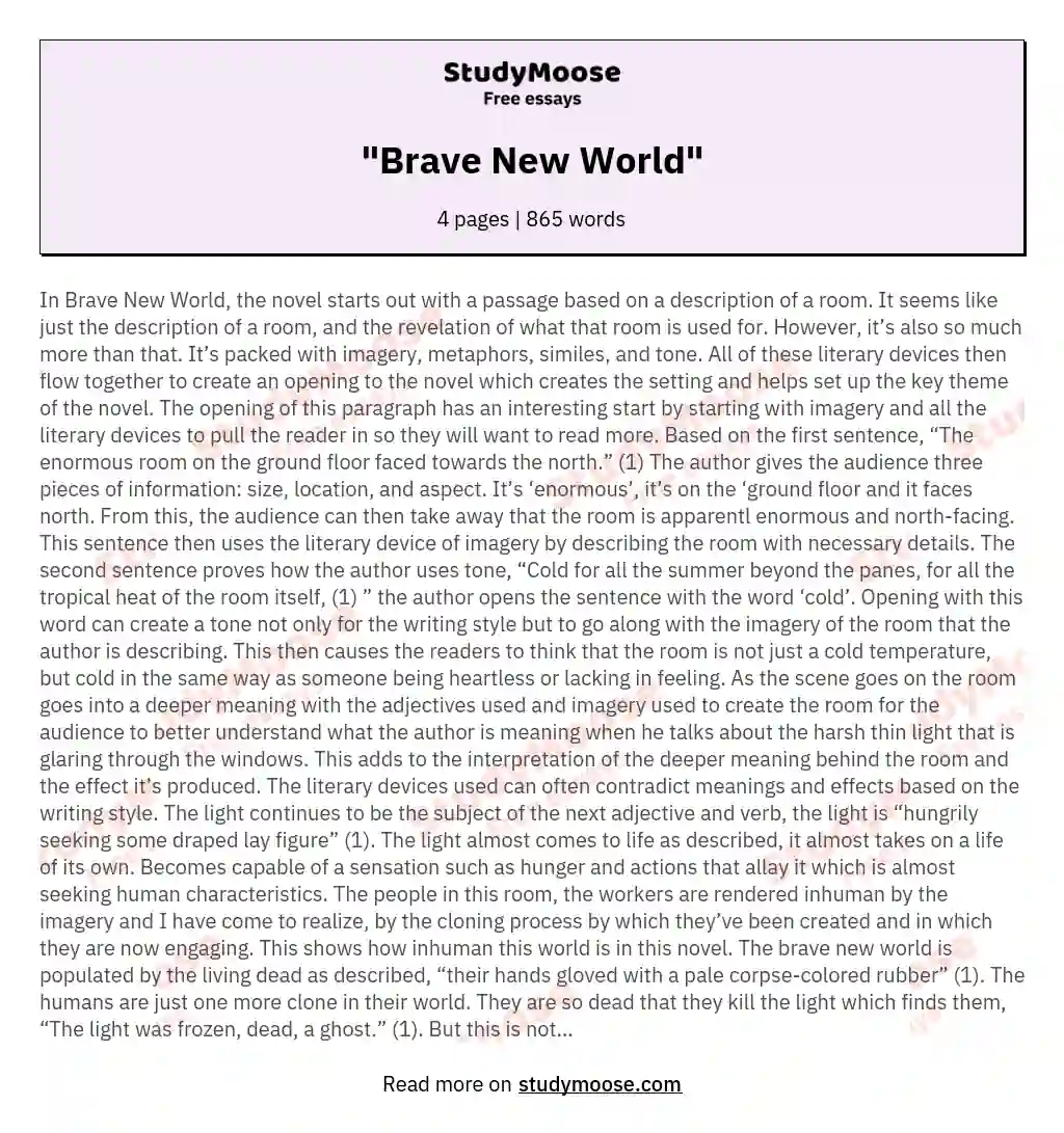 "Brave New World" essay