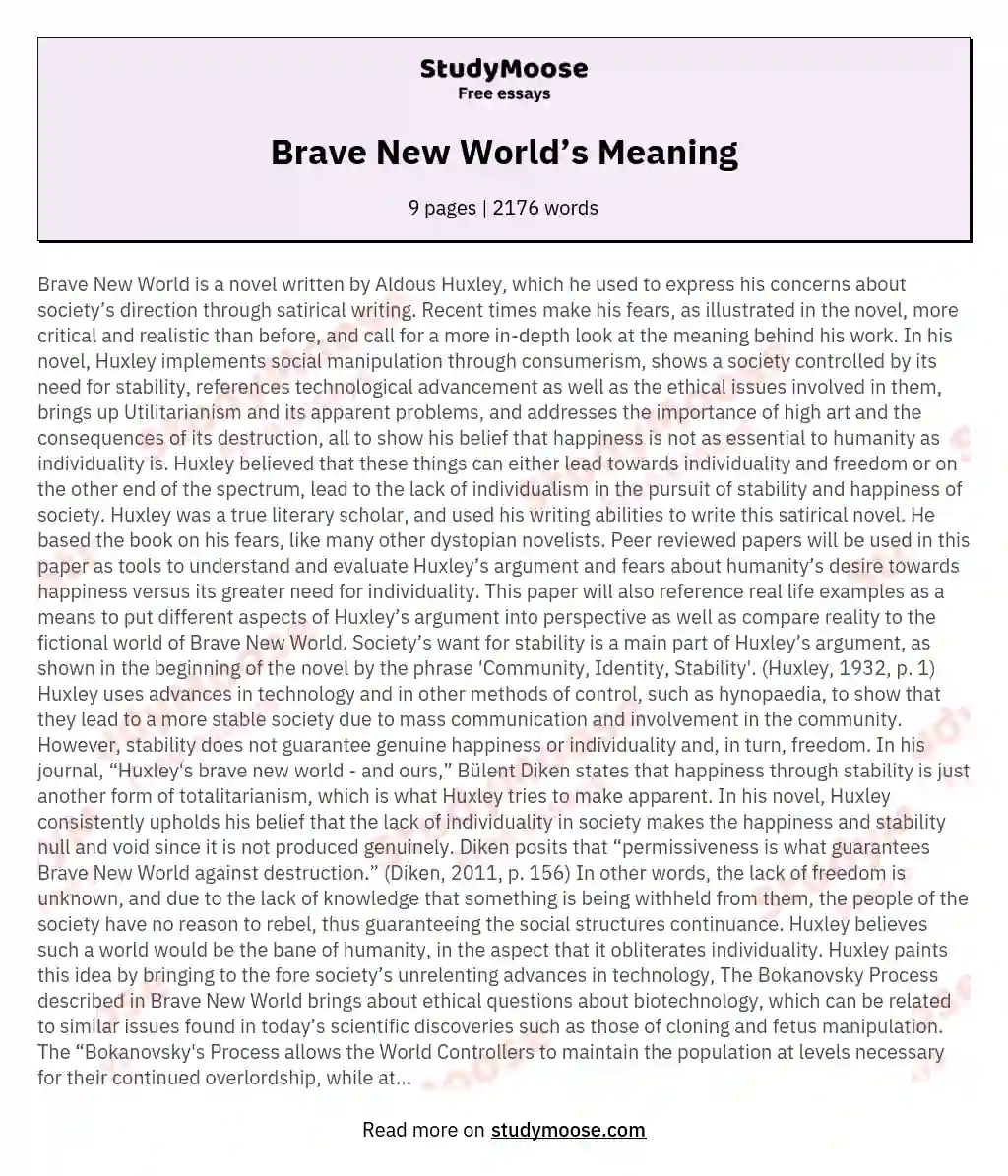 Brave New World’s Meaning