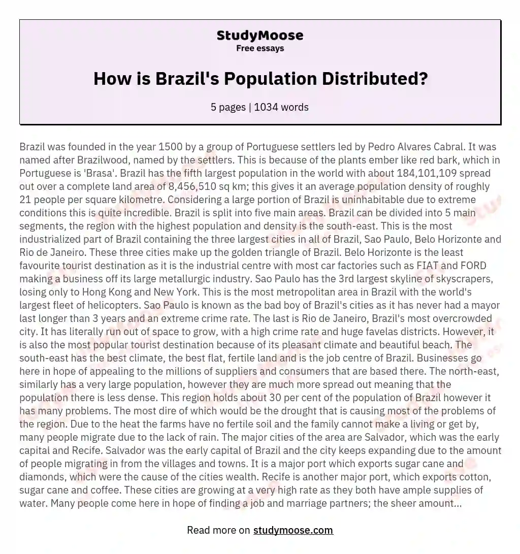 How is Brazil's Population Distributed? essay