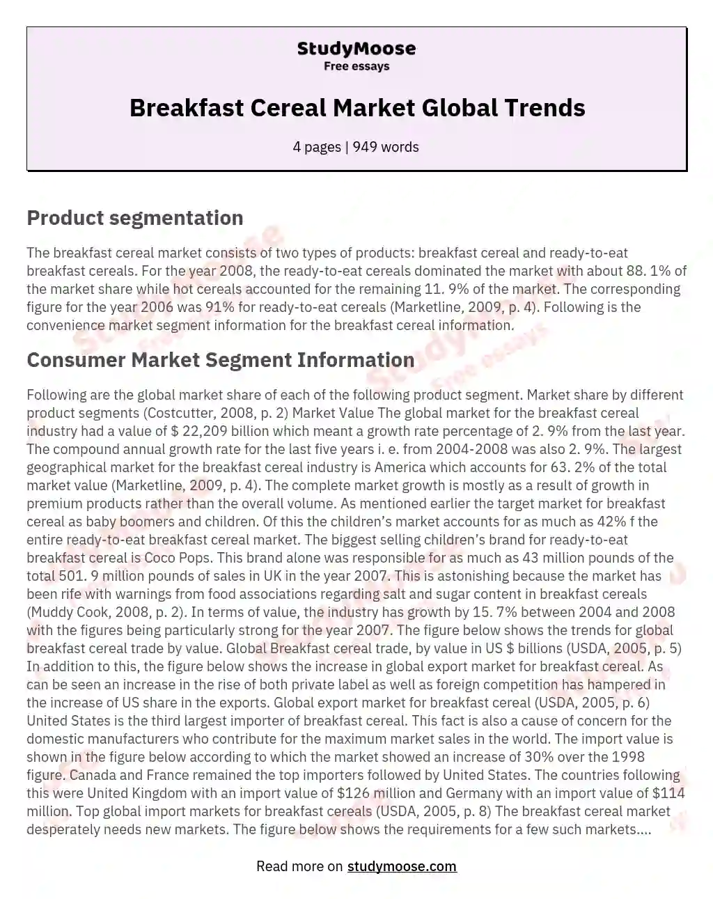 Breakfast Cereal Market Global Trends