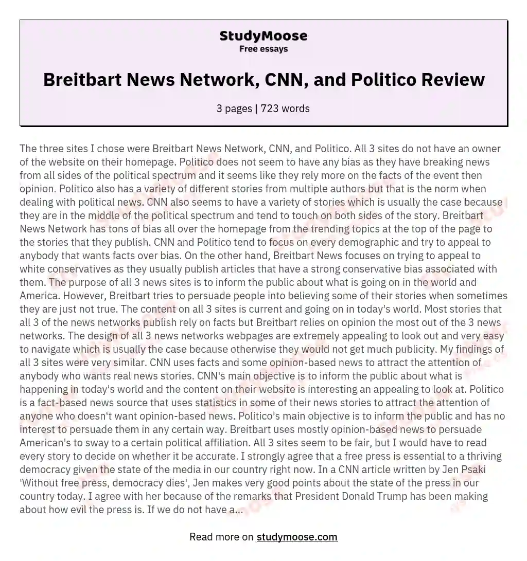 Breitbart News Network, CNN, and Politico Review essay