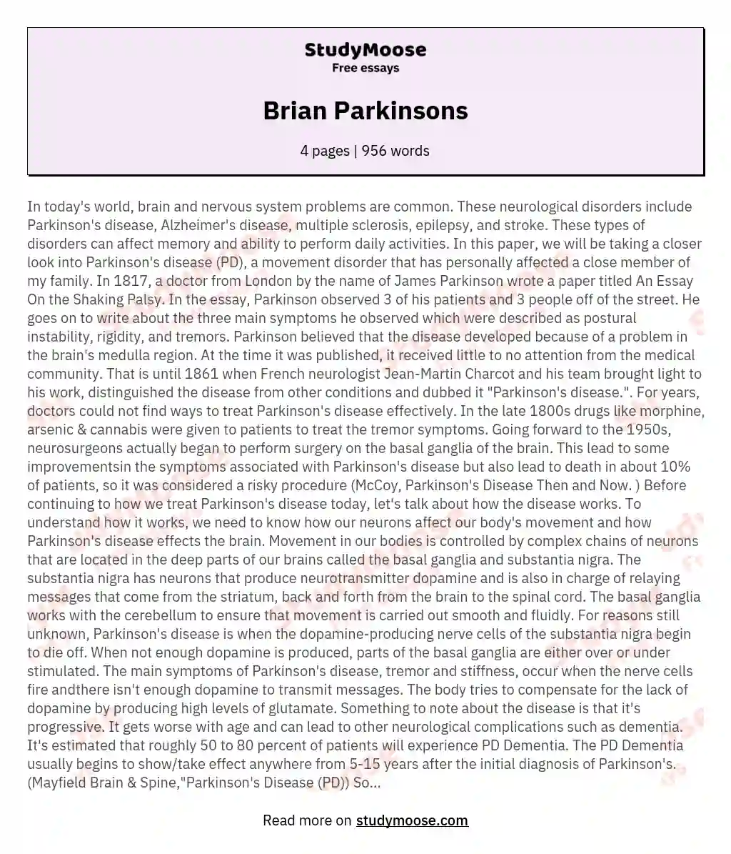 Brian Parkinsons essay