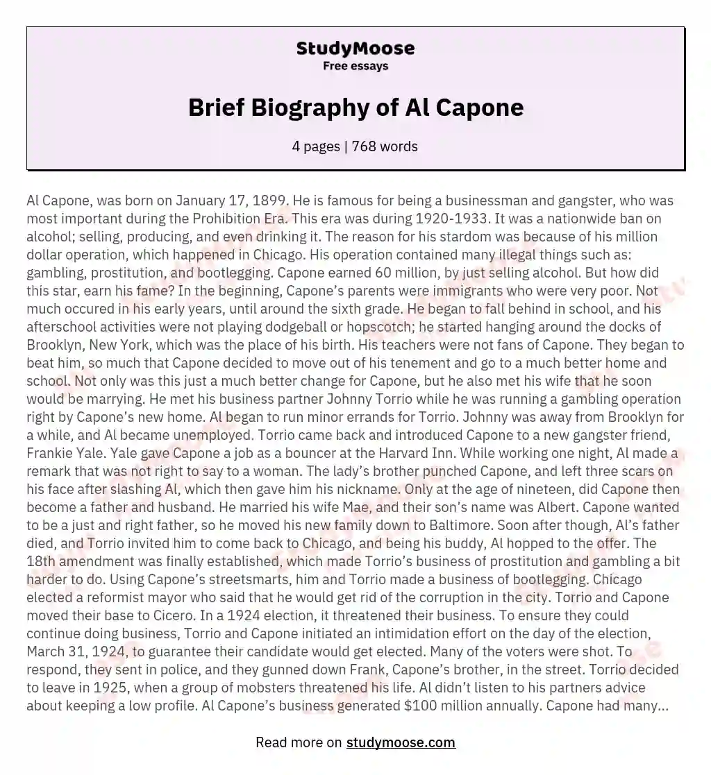 Brief Biography of Al Capone