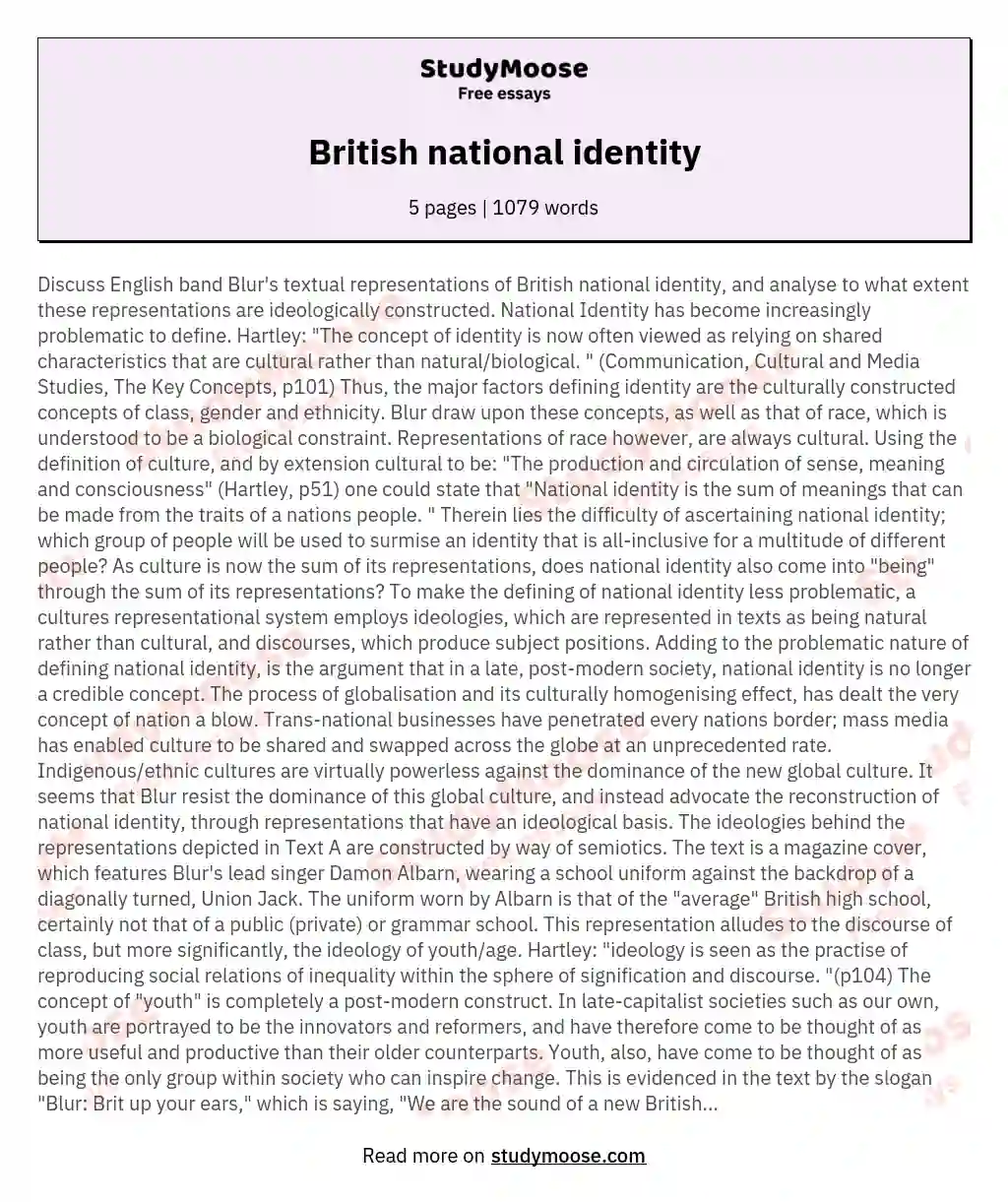 British national identity essay