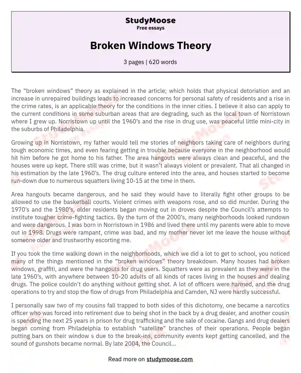 Broken Windows Theory essay