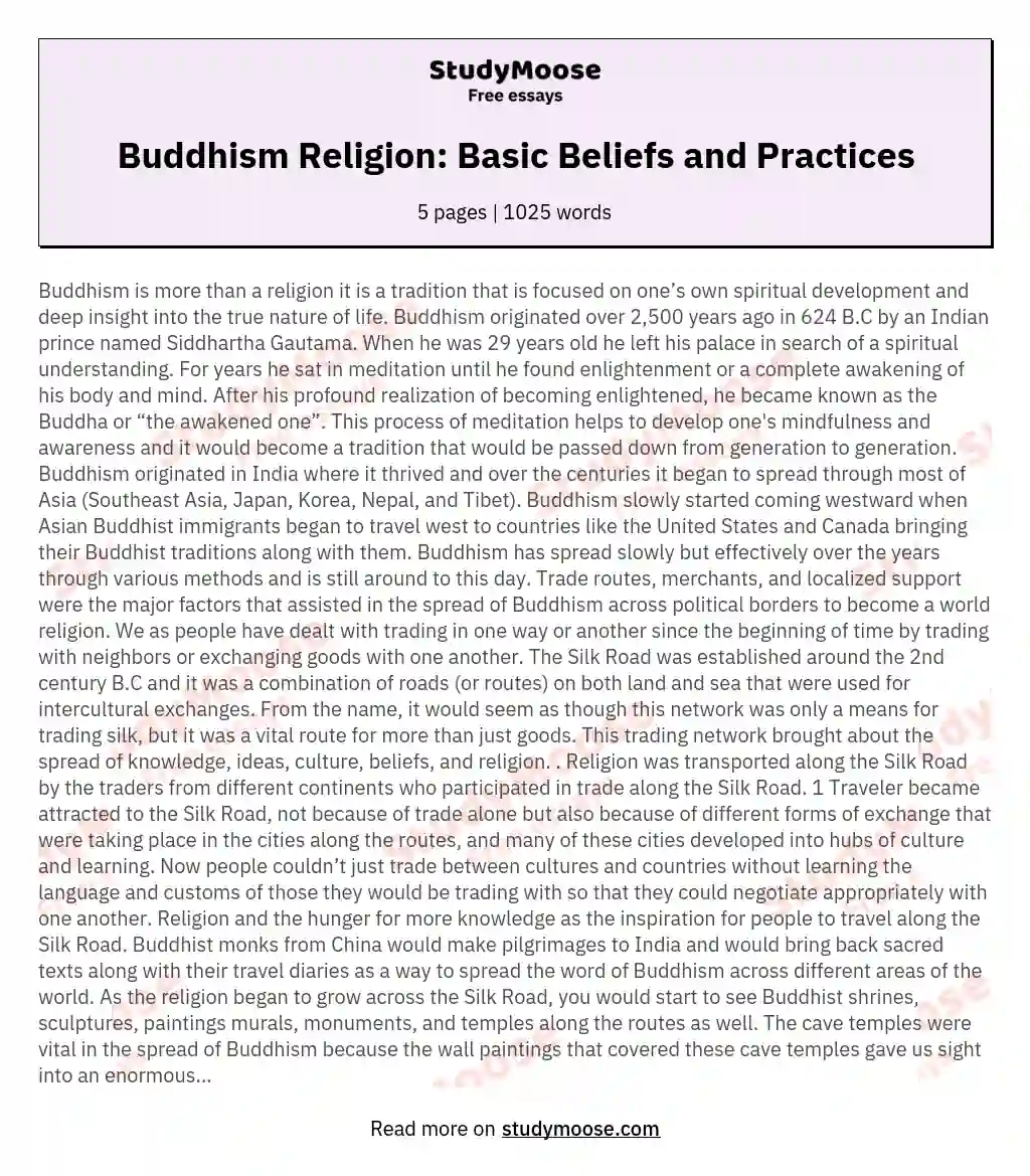 Buddhism Religion: Basic Beliefs and Practices