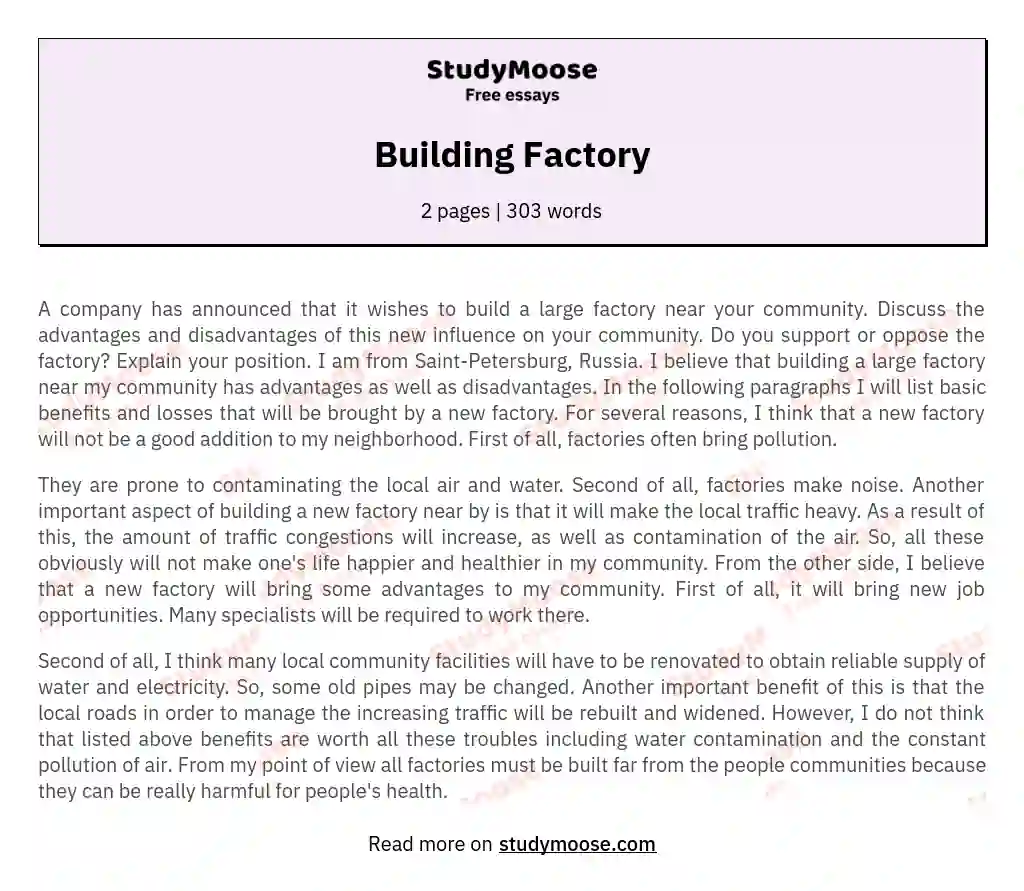 Building Factory essay