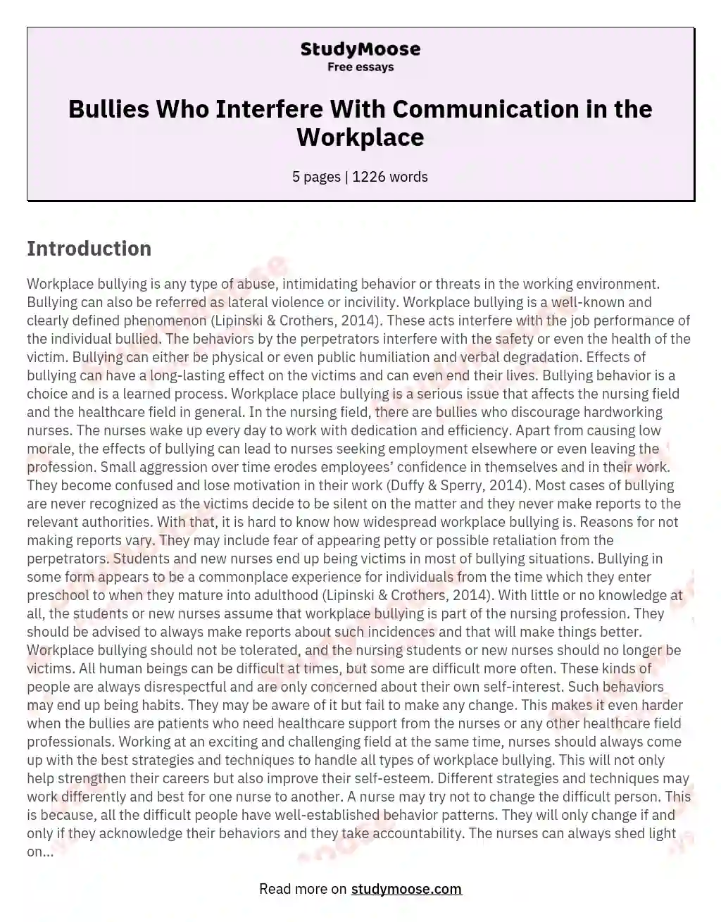 Bullies Who Interfere With Communication in the Workplace essay