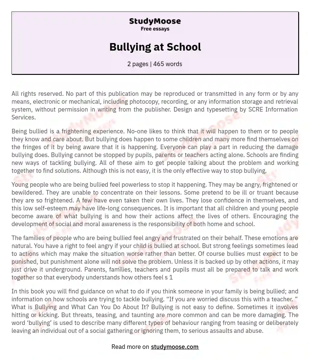 Bullying at School essay