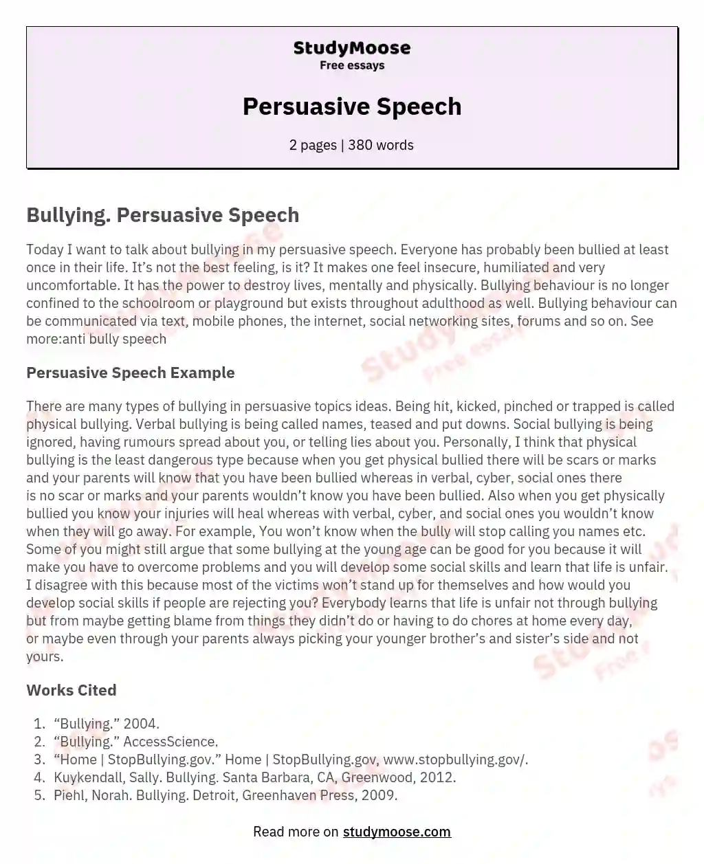 Persuasive Speech essay