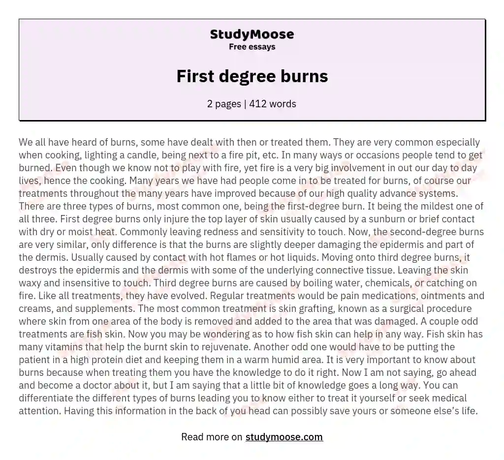 First degree burns