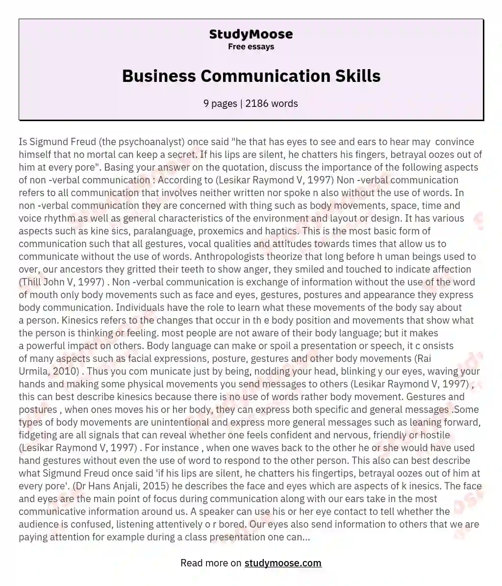 Business Communication Skills essay