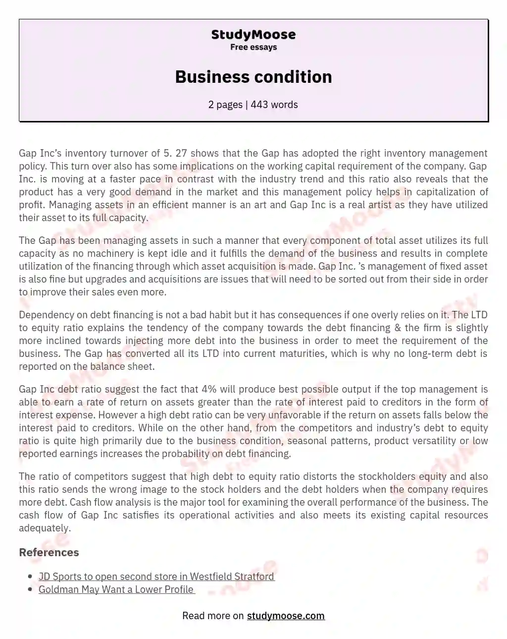 Business condition essay