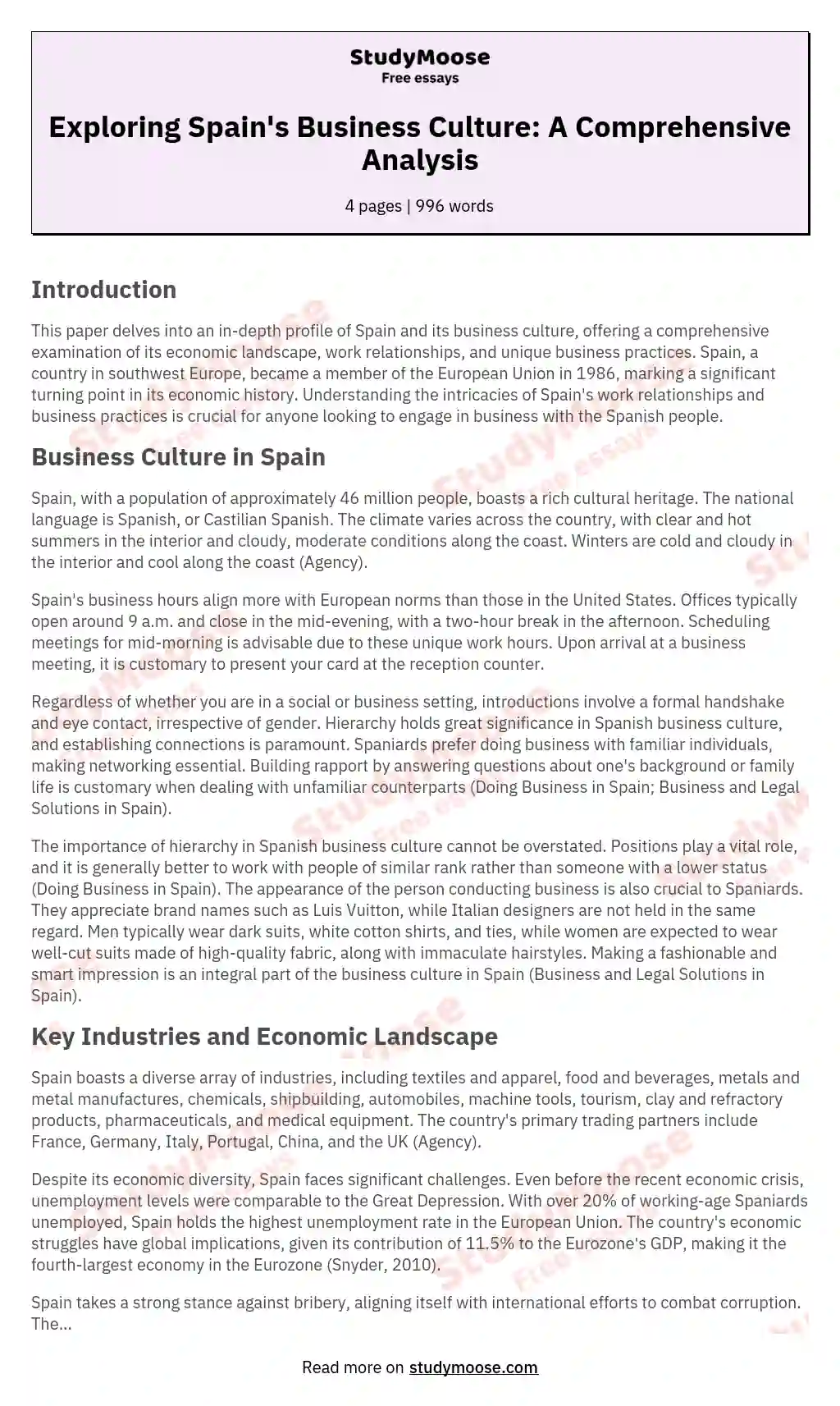 Business Culture in Spain