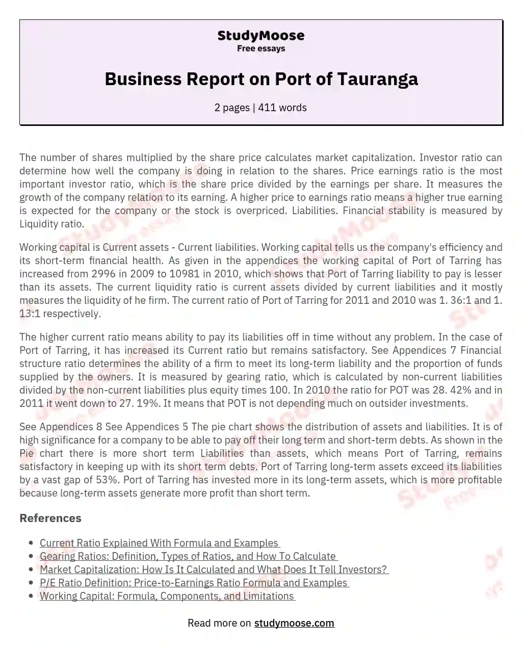 Business Report on Port of Tauranga essay