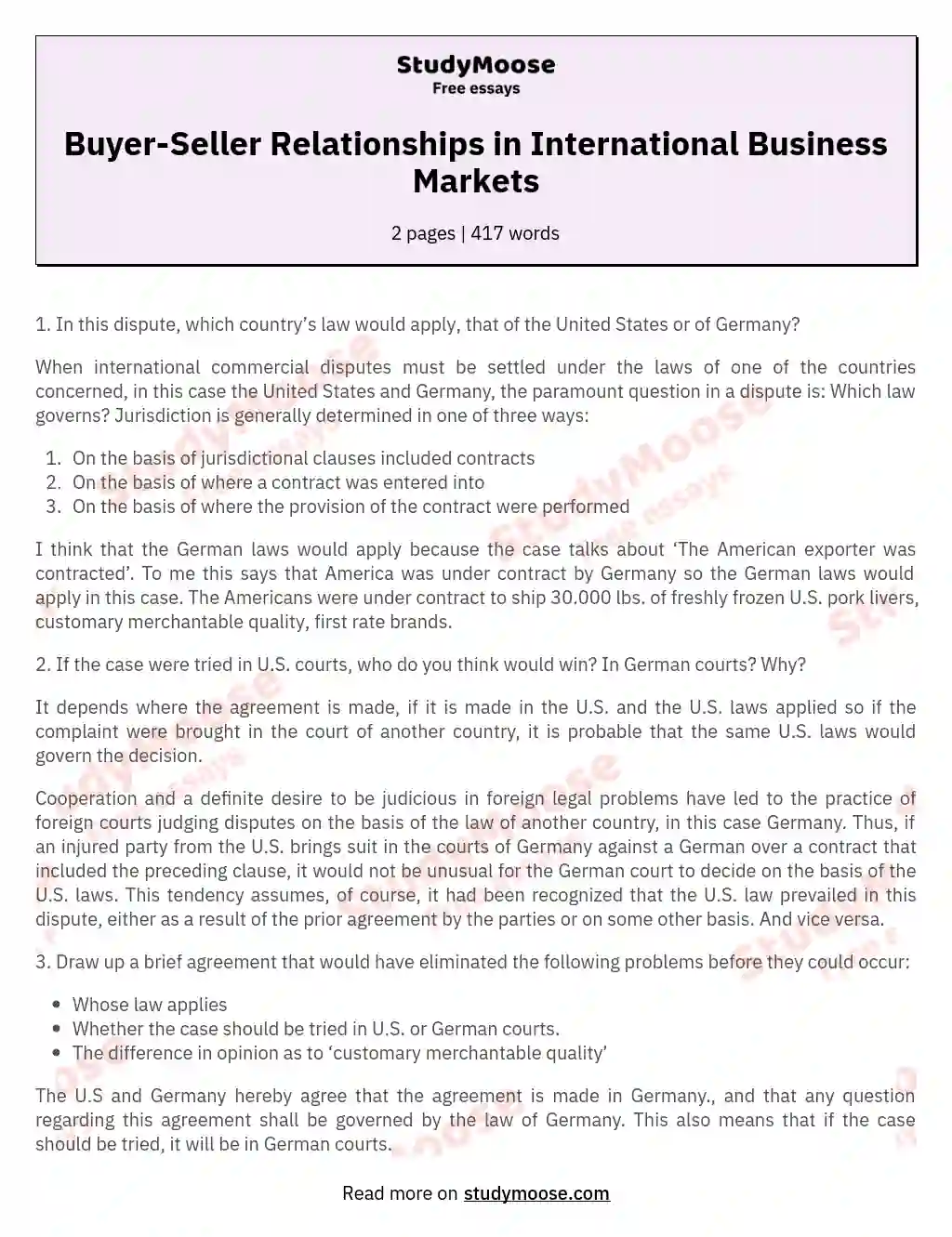 Buyer-Seller Relationships in International Business Markets