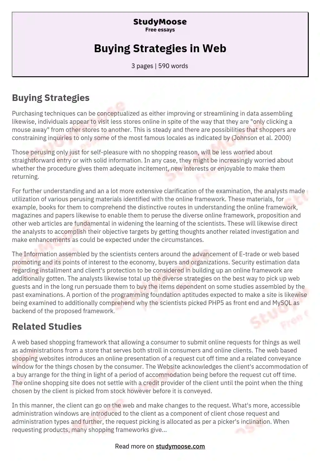Buying Strategies in Web essay