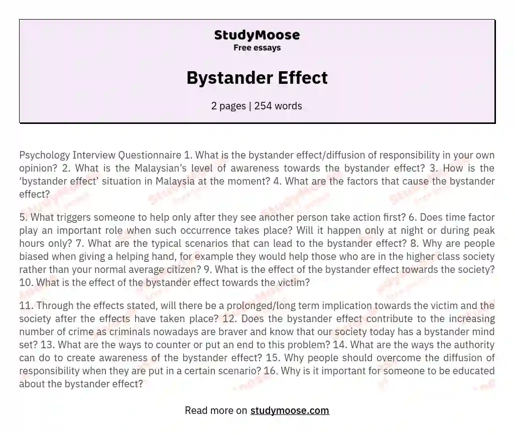 Bystander Effect essay