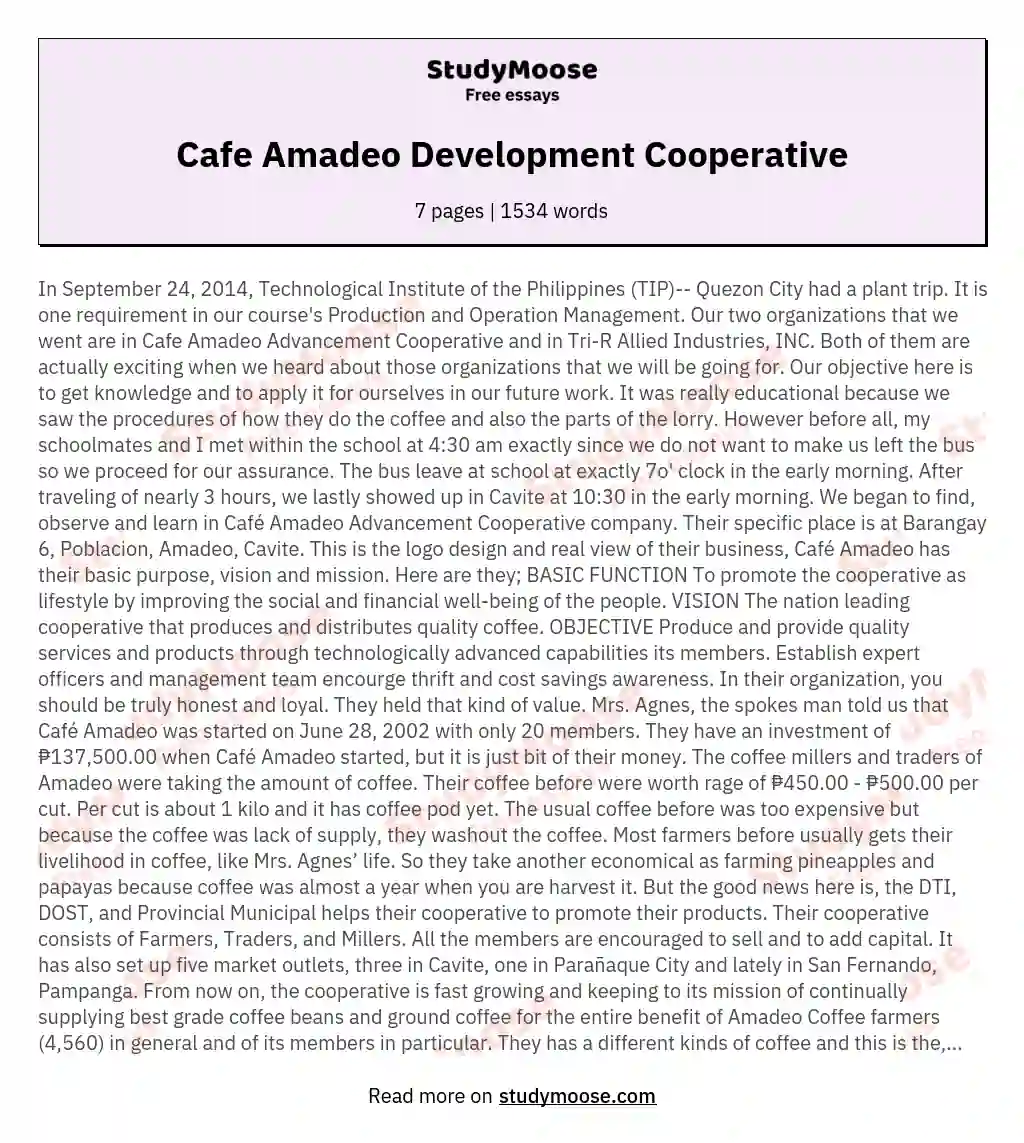 Cafe Amadeo Development Cooperative