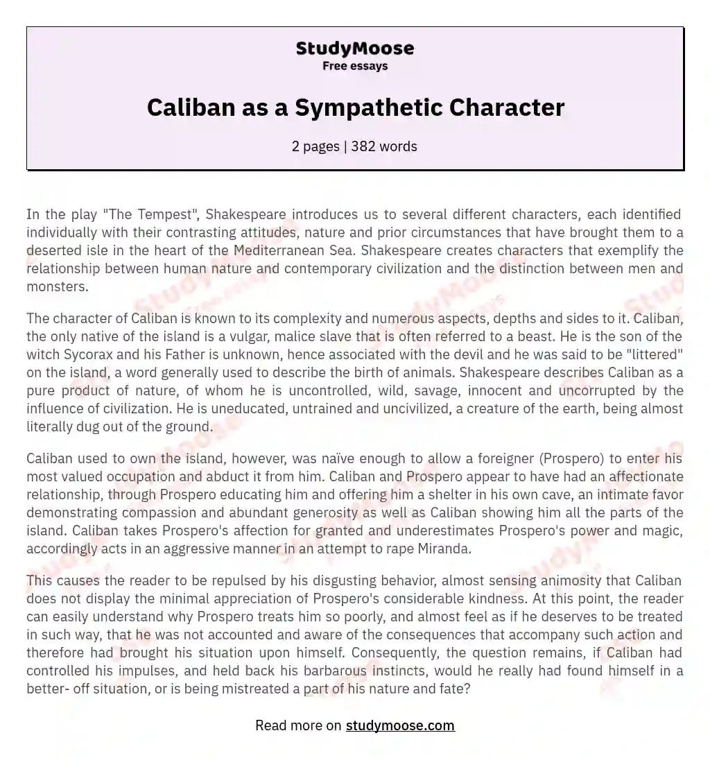 Caliban as a Sympathetic Character