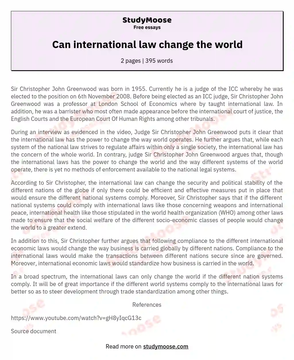 Can international law change the world