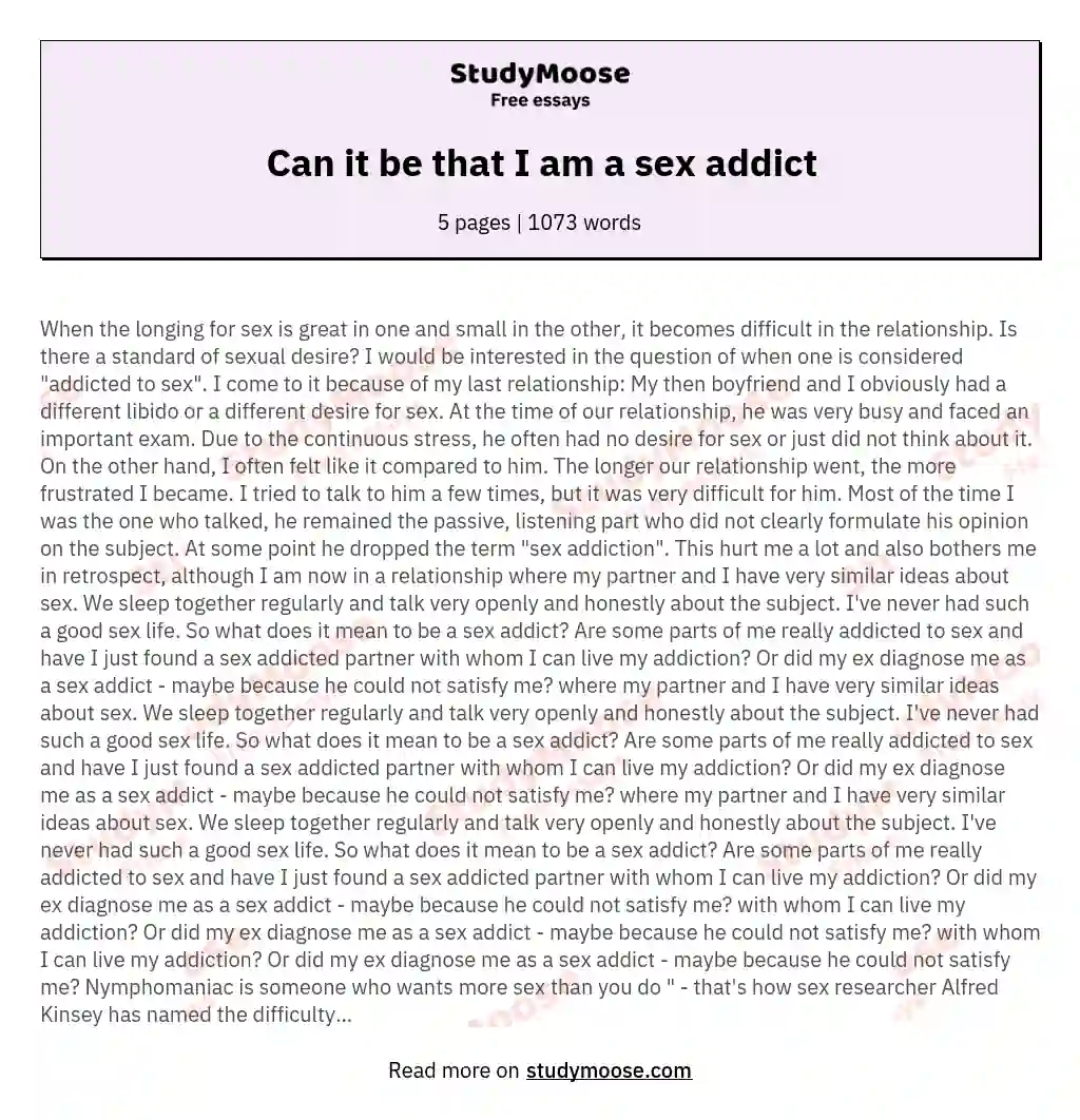 Can it be that I am a sex addict essay