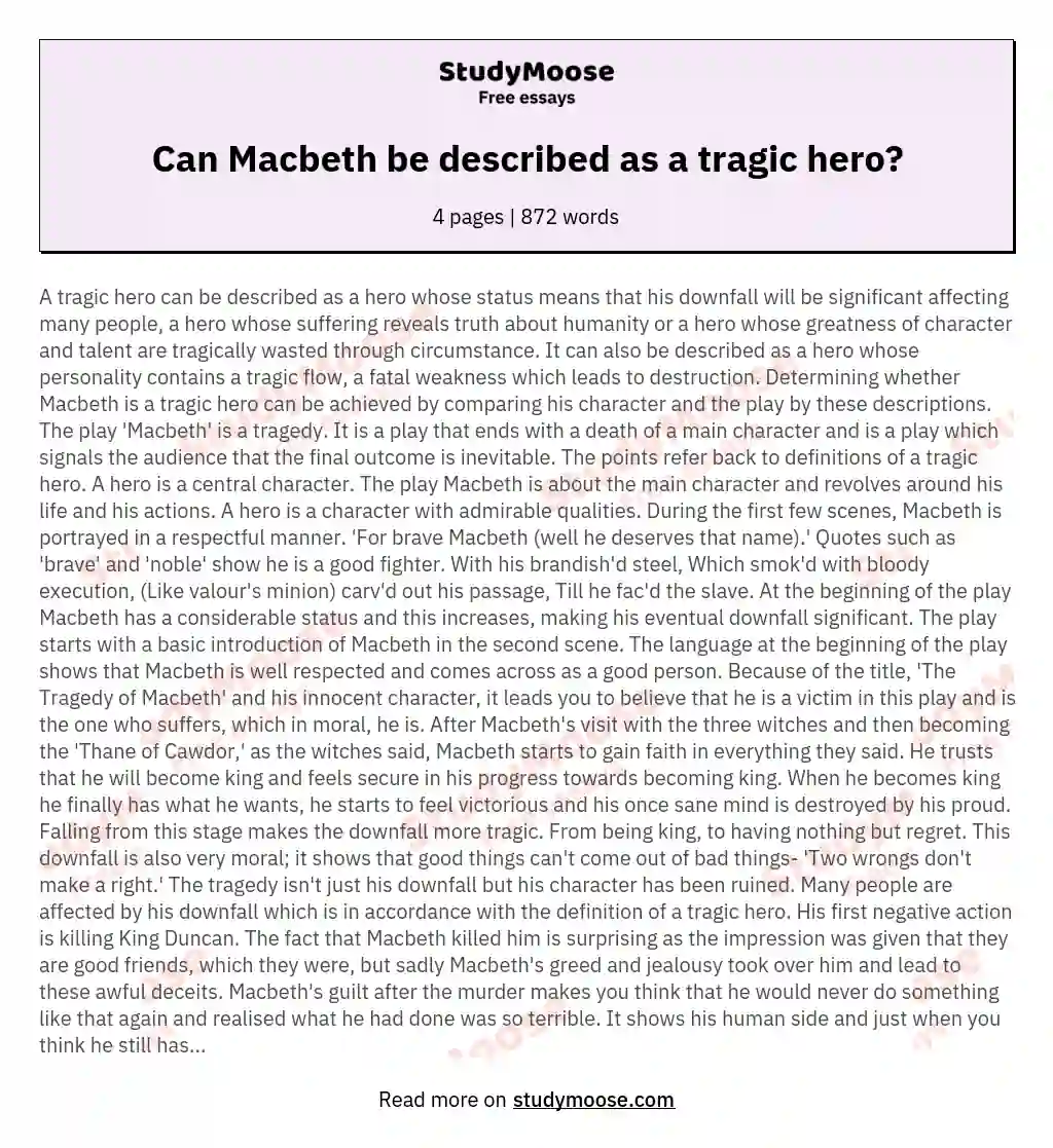 Can Macbeth be described as a tragic hero?