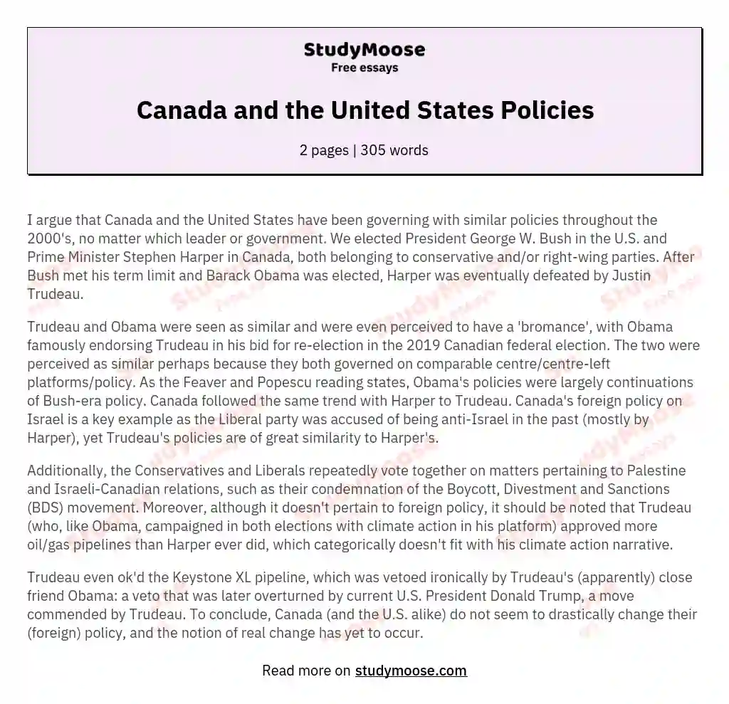 Canada and the United States Policies