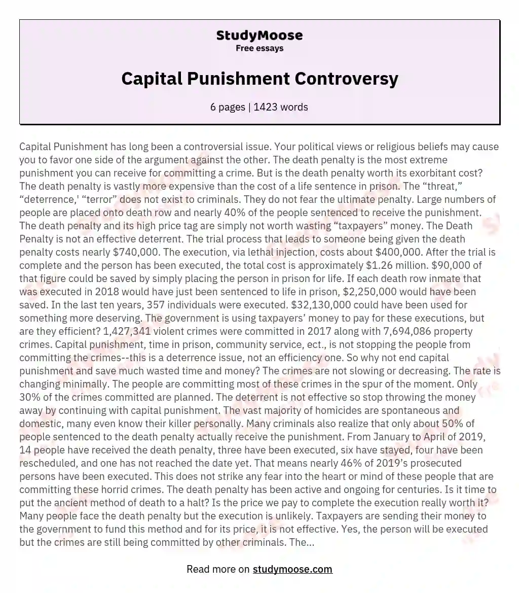 Capital Punishment Controversy