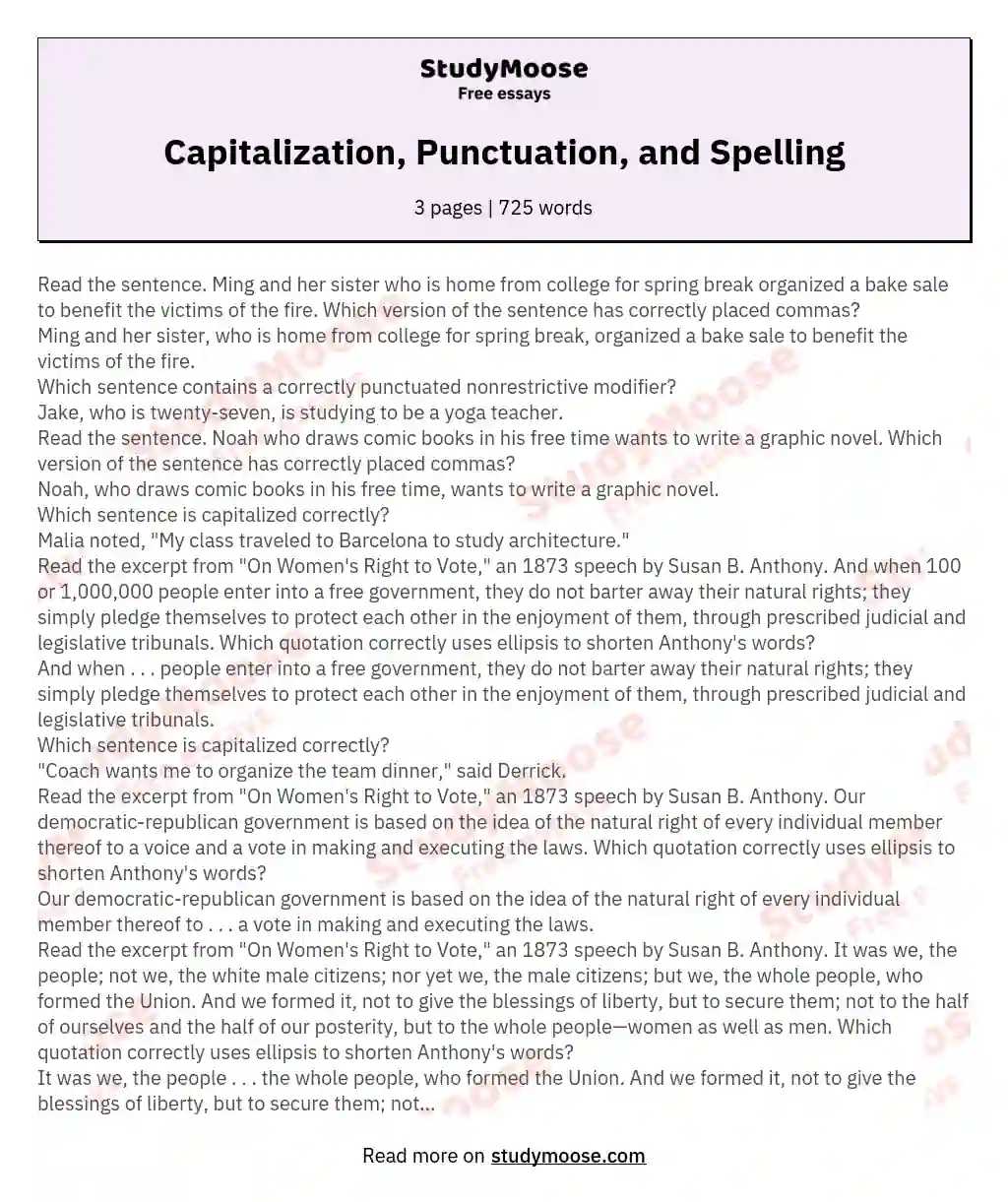 Capitalization, Punctuation, and Spelling