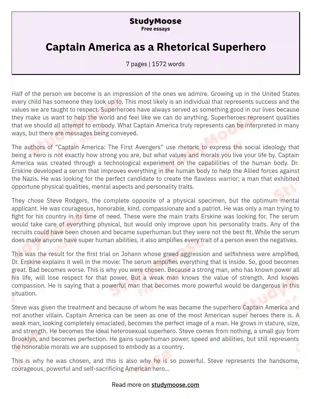 Captain America as a Rhetorical Superhero