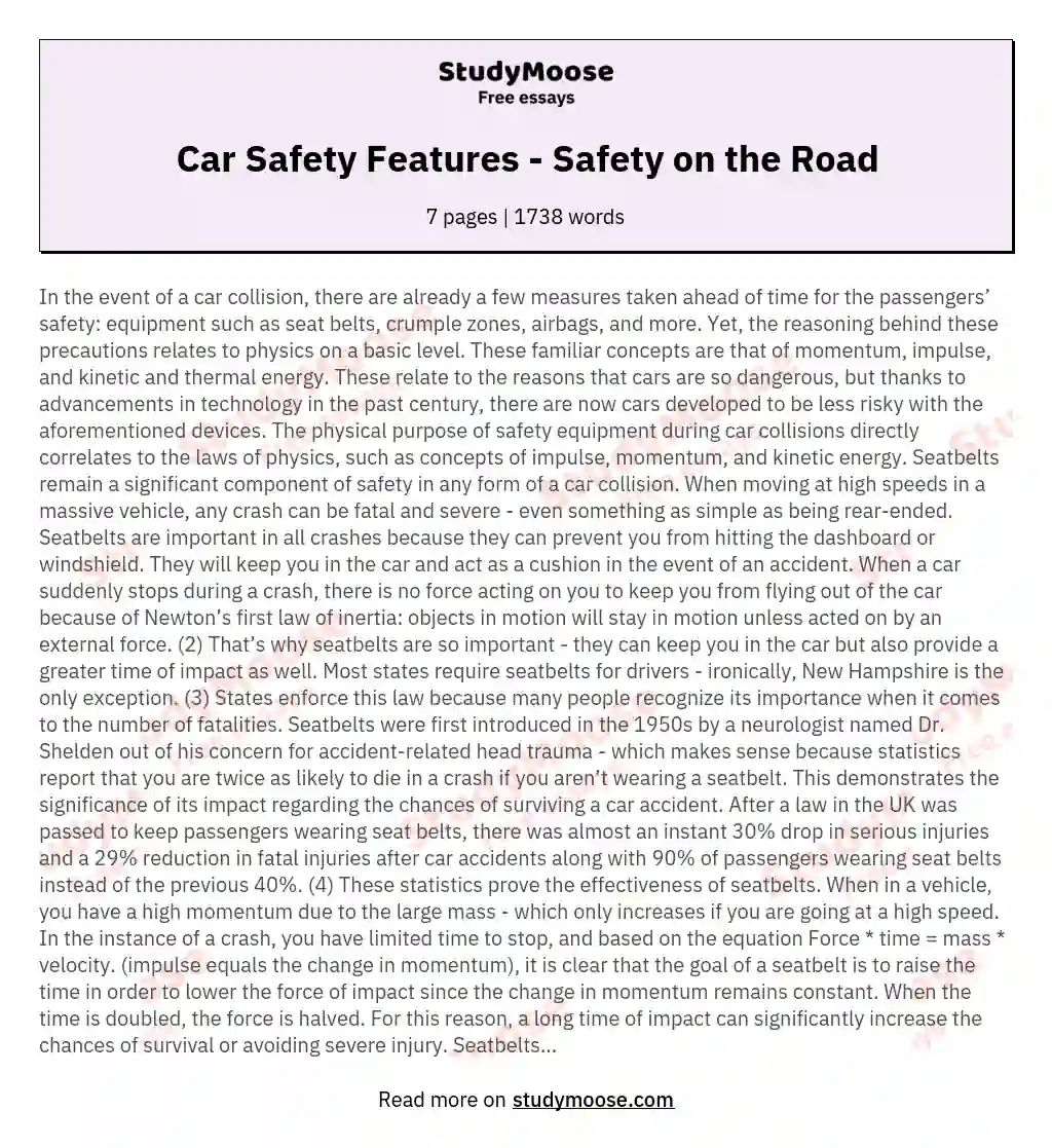 Car Safety Features - Safety on the Road