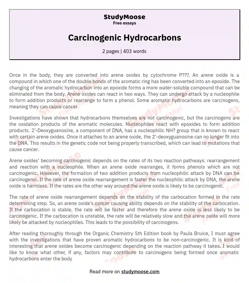 Carcinogenic Hydrocarbons essay