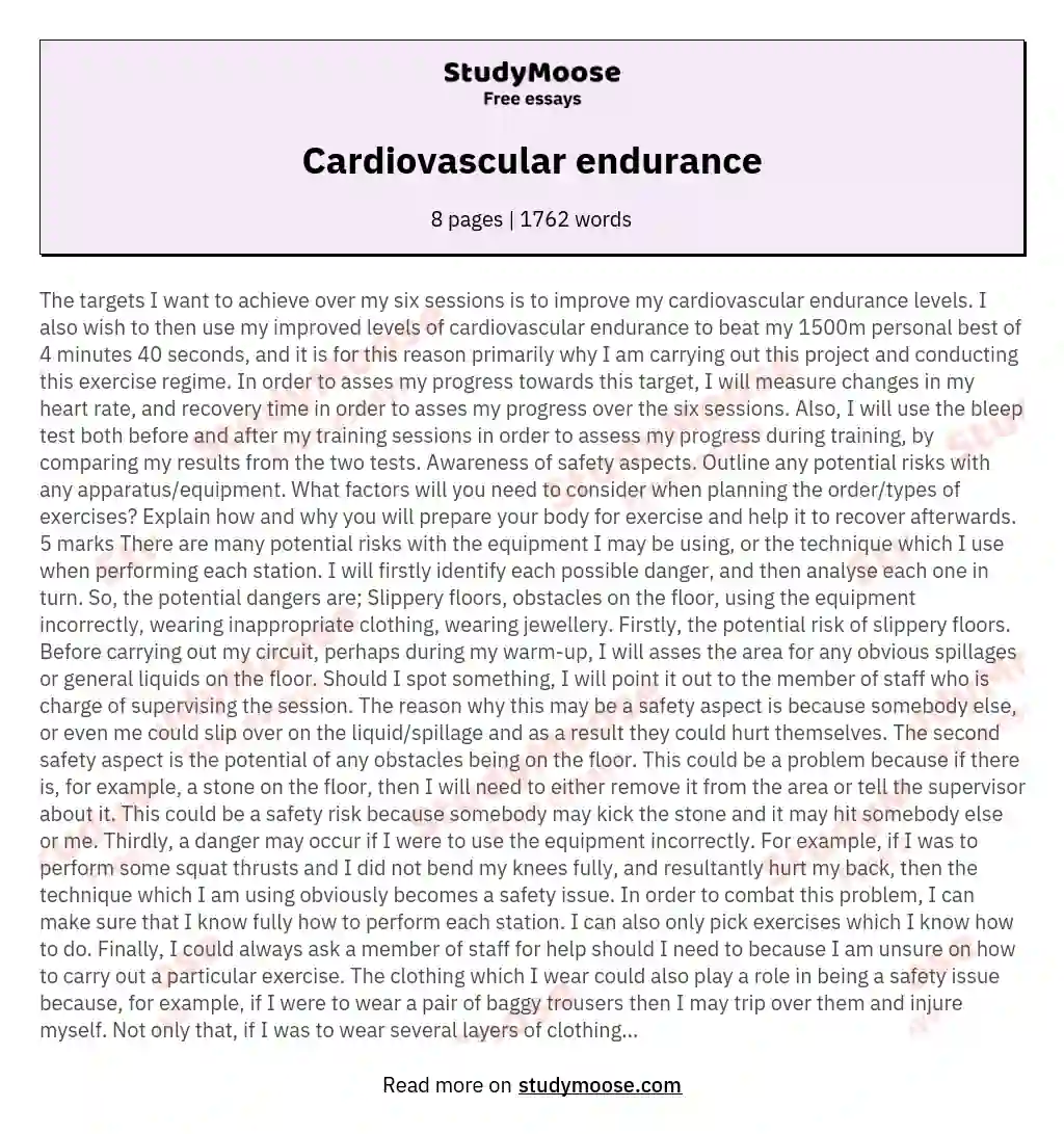 Cardiovascular endurance