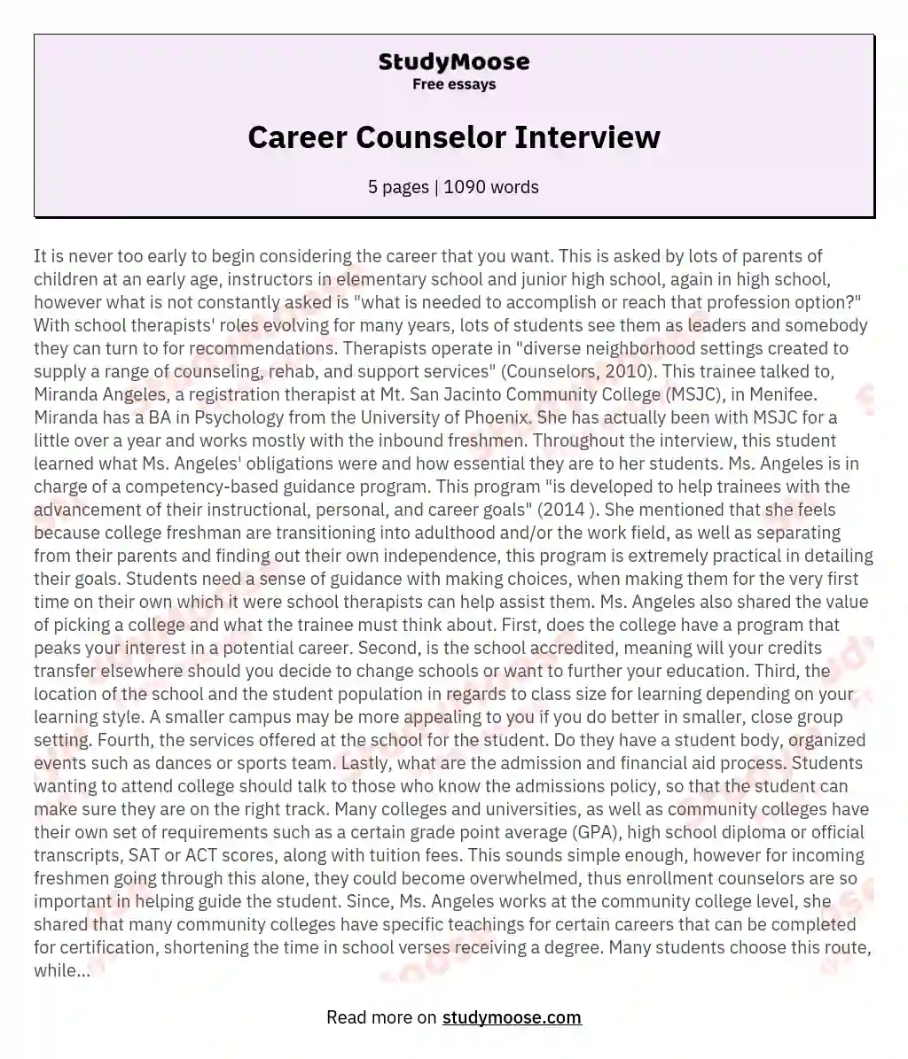 Career Counselor Interview