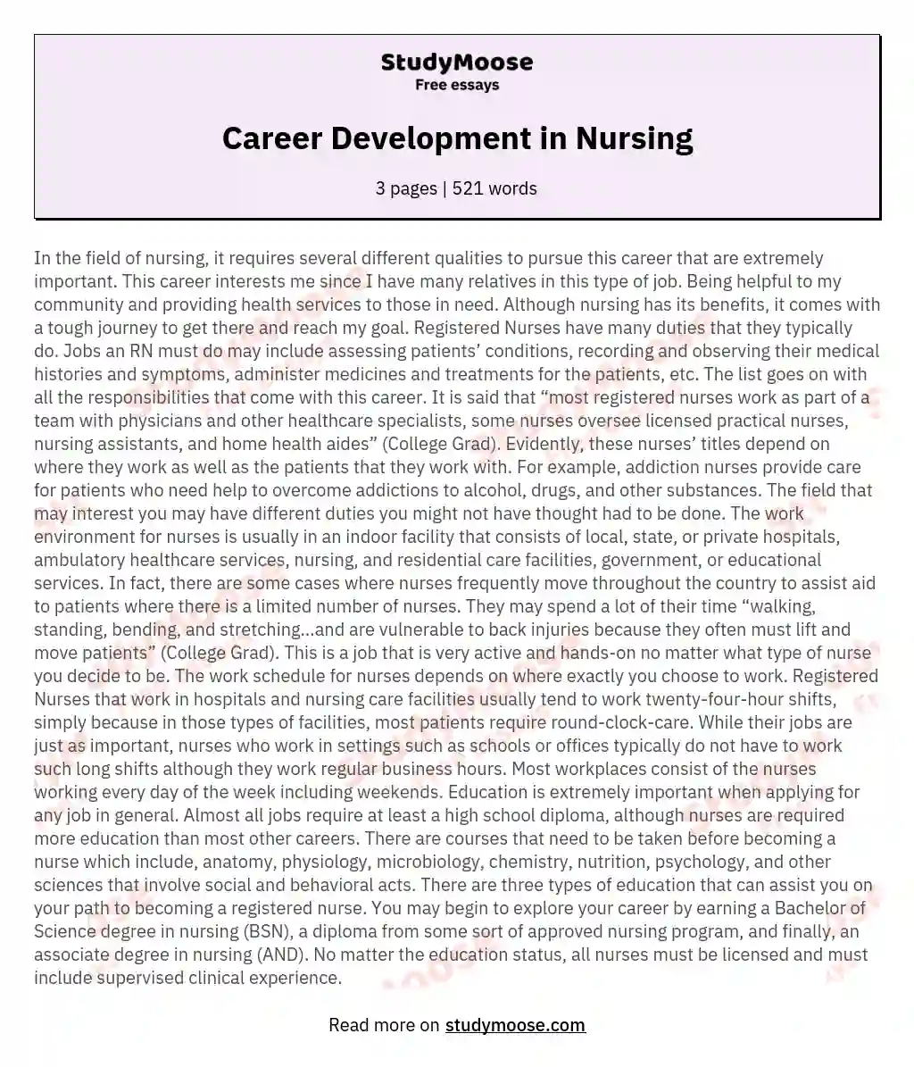 Career Development in Nursing