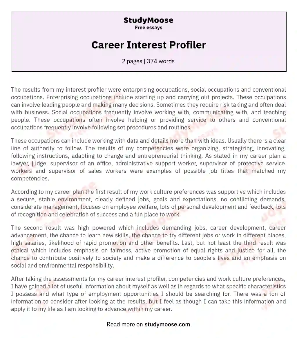 Career Interest Profiler