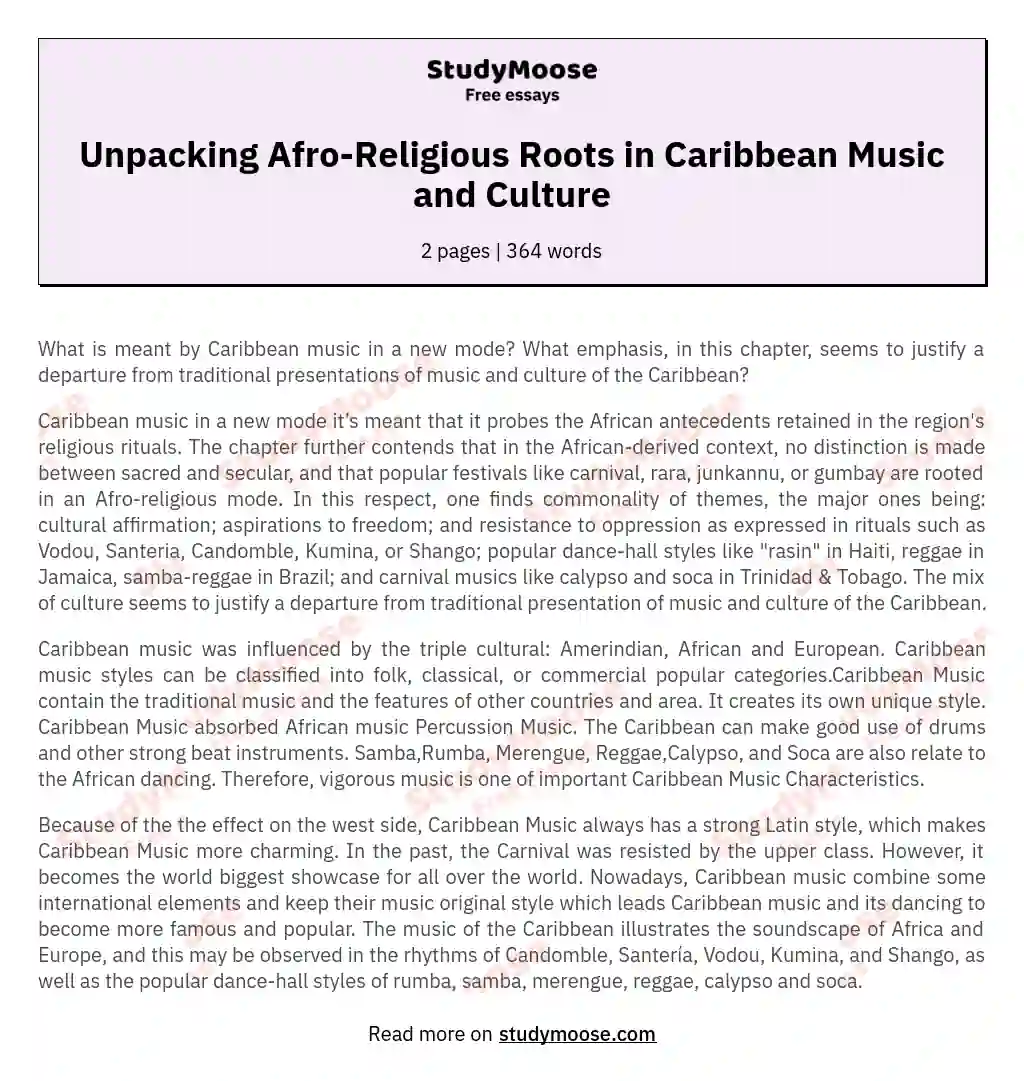 caribbean culture essay