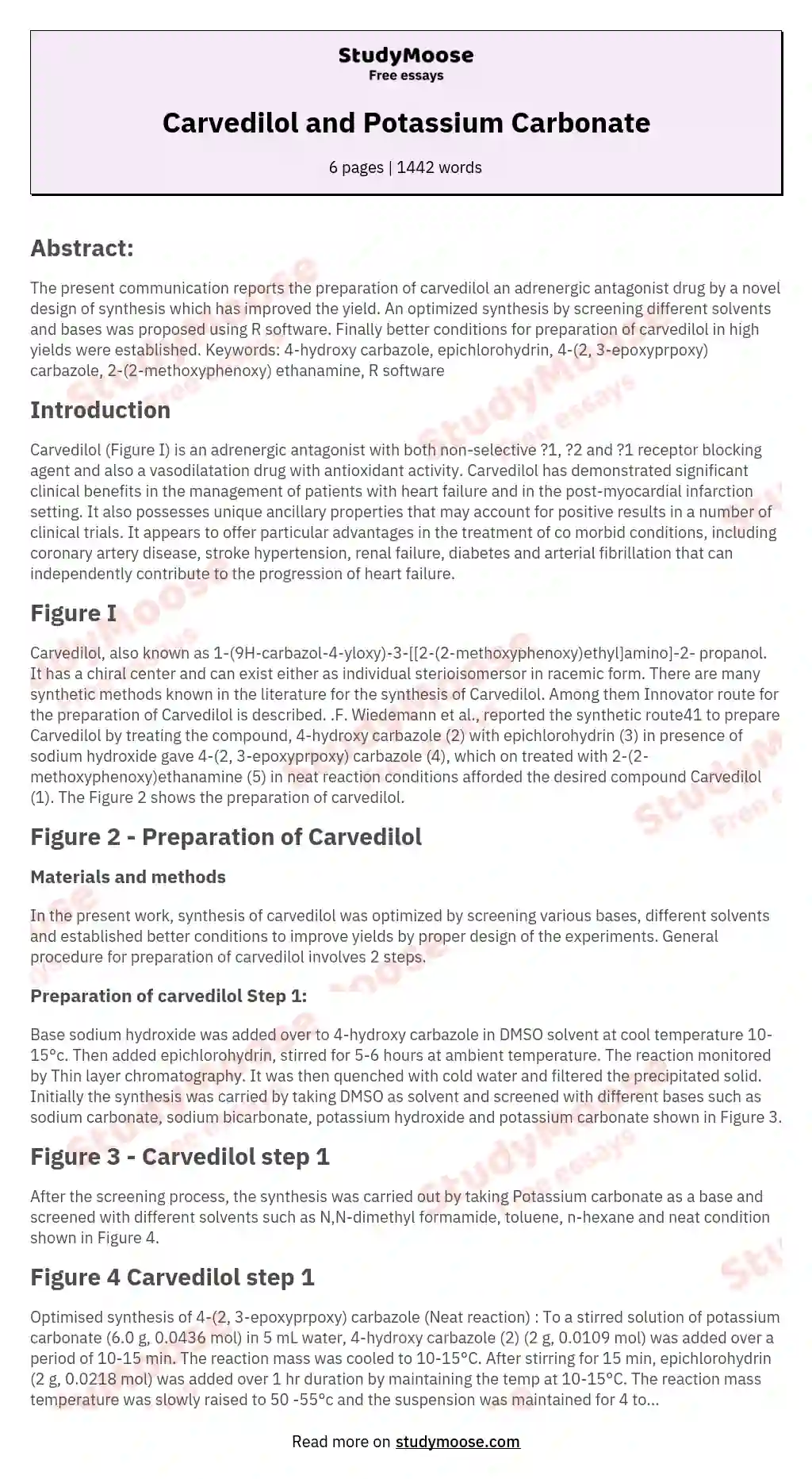Carvedilol and Potassium Carbonate essay